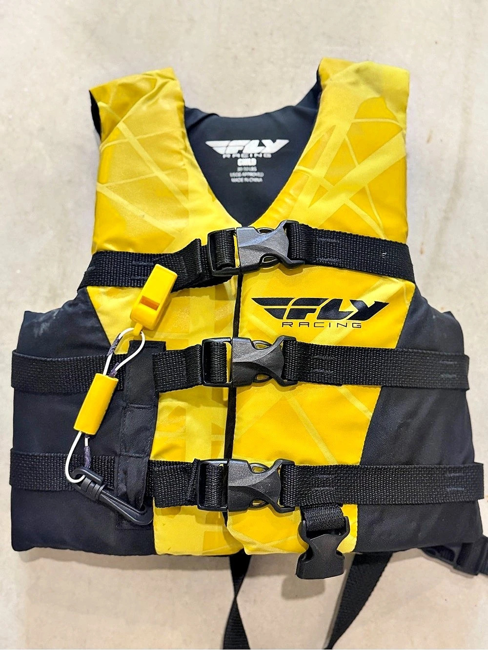 Fly Racing Child Nylon Flotation Vest Yellow & Black 30-50 LBS